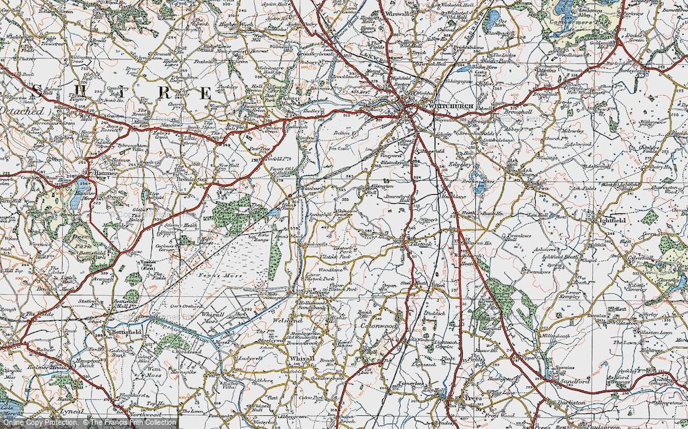 Old Map of Historic Map covering Alkington Grange in 1921