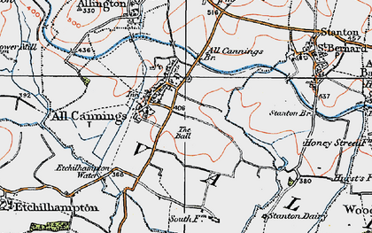 Old map of All Cannings in 1919