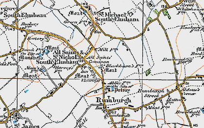 Old map of All Saints South Elmham in 1921