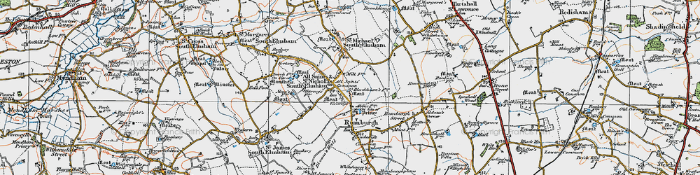 Old map of All Saints South Elmham in 1921