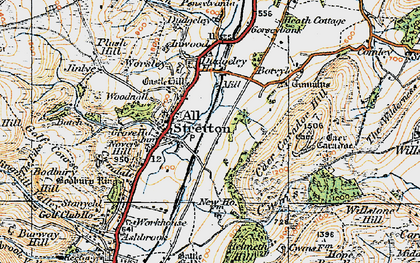 Old map of All Stretton in 1921