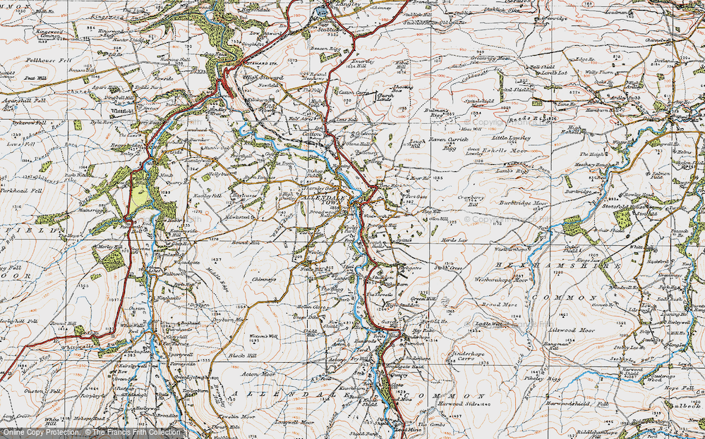 Old Map of Historic Map covering Thornley Gate in 1925
