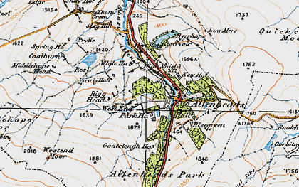 Old map of Allenheads in 1925