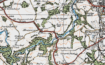 Old map of Wharnley Burn in 1925