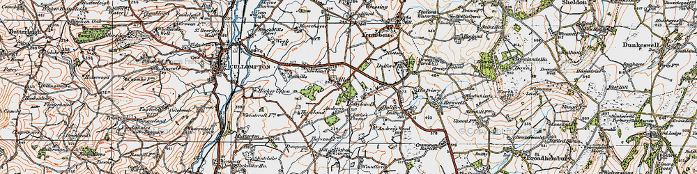Old map of Aller in 1919