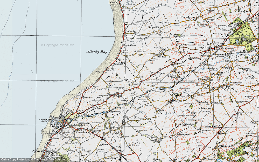 Old Map of Historic Map covering Brunsow Beck in 1925