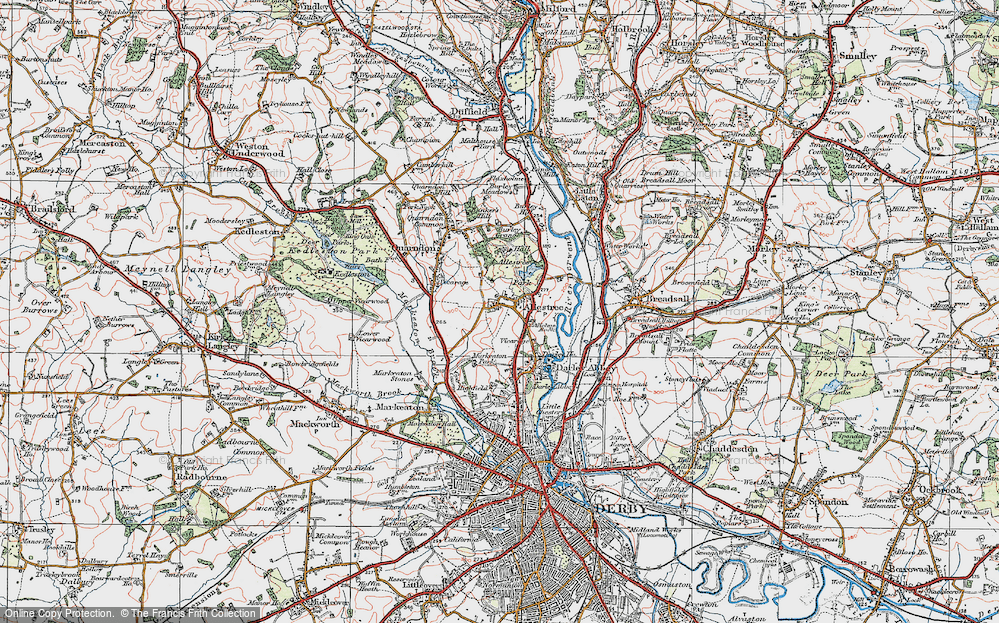 Old Map of Allestree, 1921 in 1921