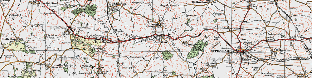 Old map of Allexton in 1921