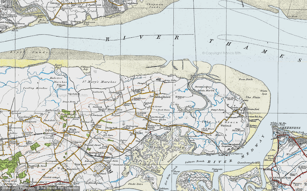 Old Map of Allhallows, 1921 in 1921