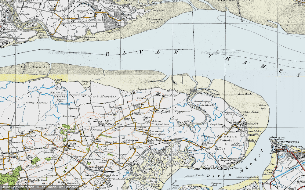 Old Map of Allhallows-on-Sea, 1921 in 1921