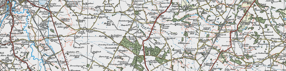 Old map of Allostock in 1923