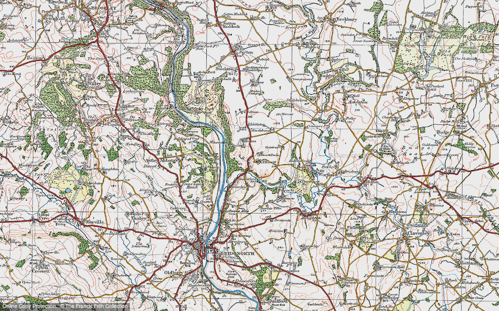 Old Map of Allscott, 1921 in 1921