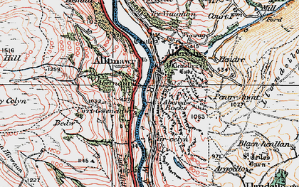 Old map of Aberedw Rocks in 1923
