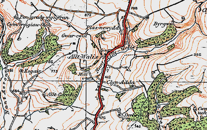 Old map of Blaengyfre in 1923
