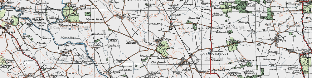 Old map of Alne in 1924