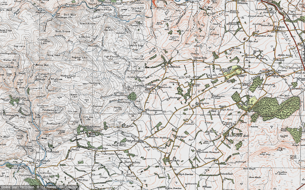 Old Map of Alnham, 1925 in 1925