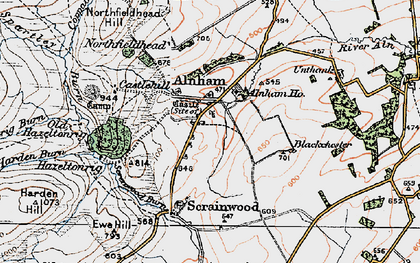Old map of Alnham Ho in 1925