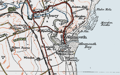 Old map of Alnmouth in 1925