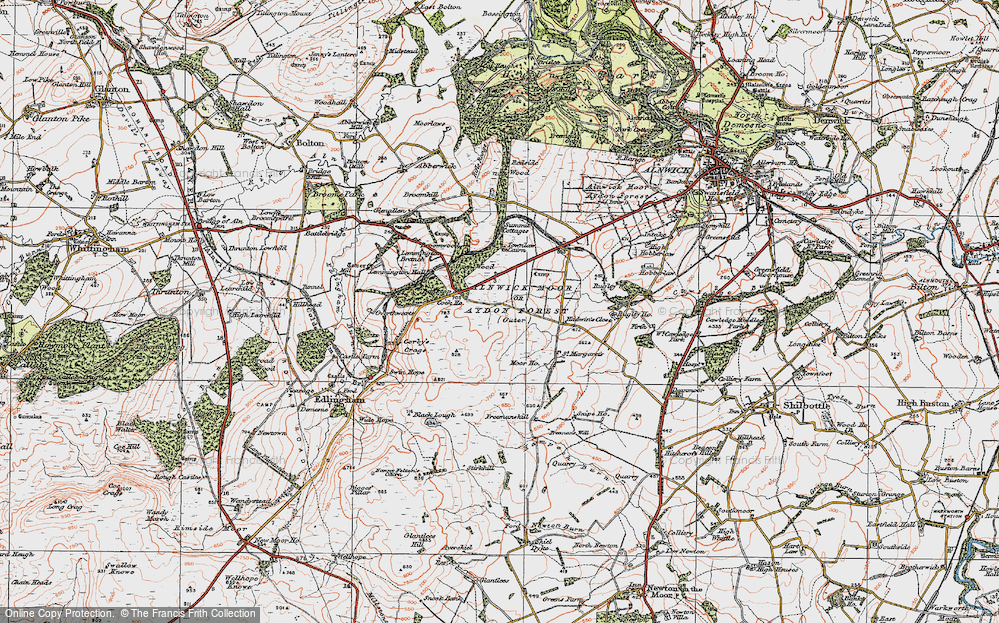 Old Map of Historic Map covering Lemmington Branch in 1925
