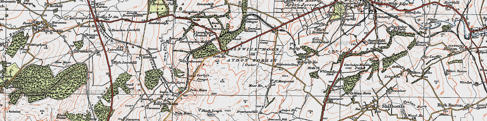 Old map of Broome Wood in 1925
