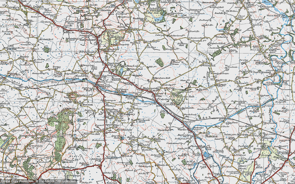 Old Map of Alpraham, 1923 in 1923