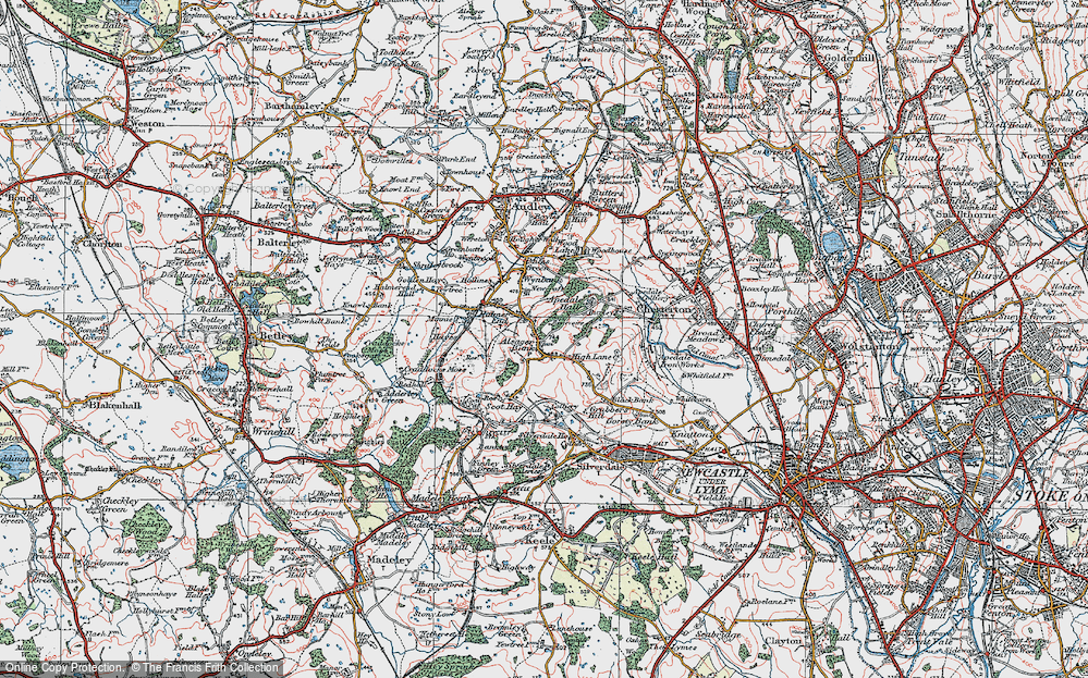 Old Map of Alsagers Bank, 1921 in 1921