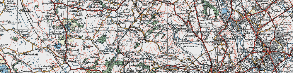 Old map of Alsagers Bank in 1921