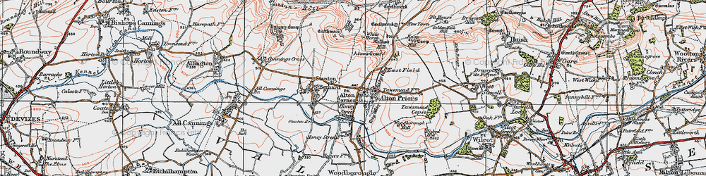 Old map of Alton Barnes in 1919