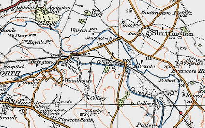 Old map of Alvecote in 1921