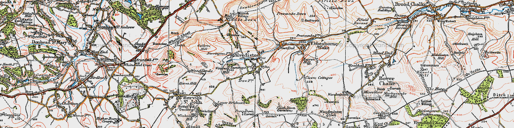 Old map of Alvediston in 1919