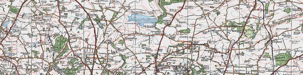 Old map of Alwoodley Old Hall in 1925