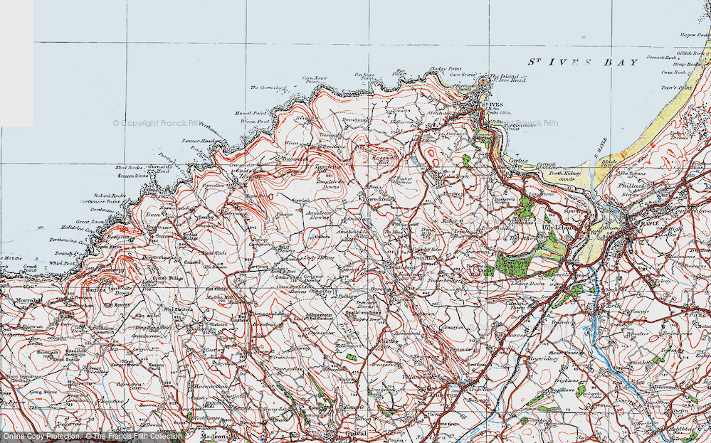 Old Map of Historic Map covering Amalveor Downs in 1919