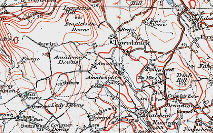 Old map of Amalveor Downs in 1919