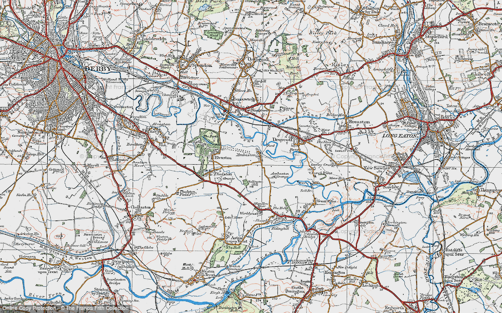 Old Map of Historic Map covering Bellington Hill in 1921