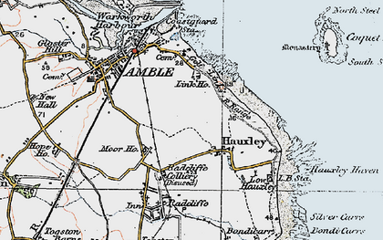 Old map of Amble in 1925