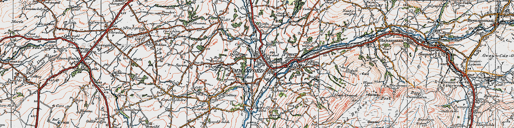 Old map of Ammanford/Rhydaman in 1923