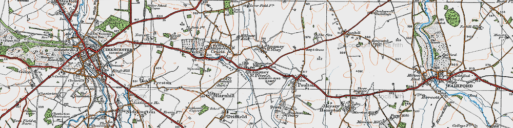Old map of Ampney St Peter in 1919