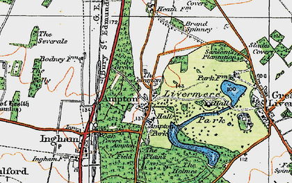 Old map of Ampton in 1920