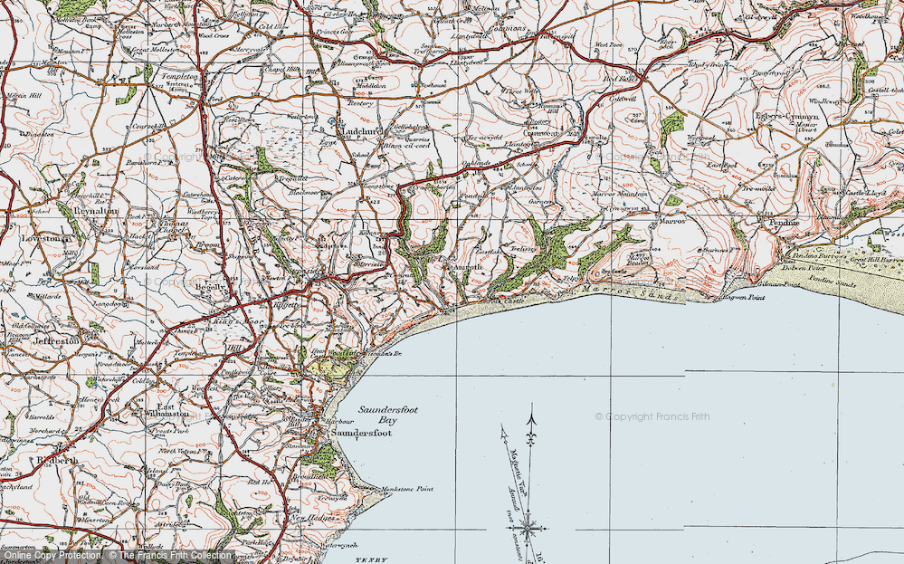 Old Map of Amroth, 1922 in 1922