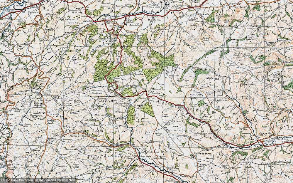 Old Map of Historic Map covering Block Wood in 1920