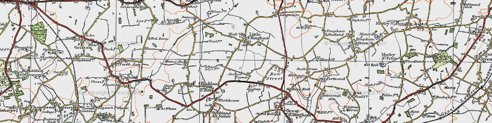 Old map of Anchor Corner in 1921