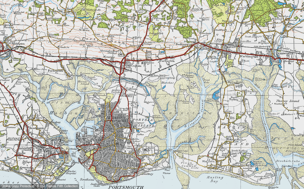 Old Map of Historic Map covering Broom Channel in 1919