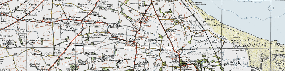 Old map of Ancroft in 1926