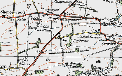 Old map of Ancroft Northmoor in 1926