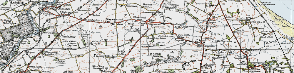 Old map of Berrington Lough in 1926