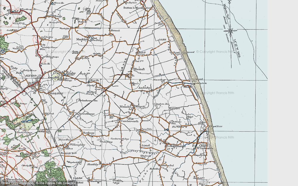Old Map of Anderby, 1923 in 1923