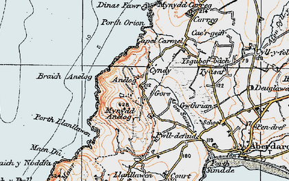 Old map of Braich Anelog in 1922