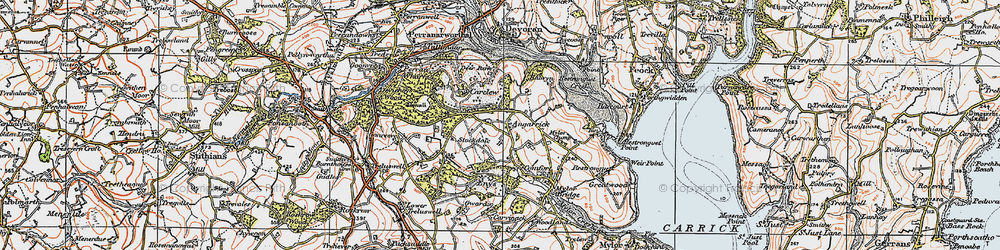 Old map of Angarrick in 1919