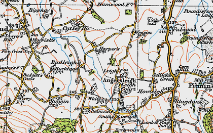 Old map of Angersleigh in 1919