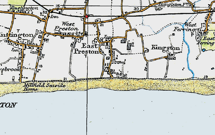 Old map of Angmering-on-Sea in 1920